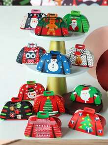 36 Peças Caixas de Presente com Design de Suéter de Natal, Caixas de Presente de Papel com Tema de Feliz Natal com Padrões de Papai Noel, Boneco de Neve, Rena e Homem de Gengibre, Adequado para Presentes de Festa de Natal, Caixas de Presente com Padrão Misto de Papai Noel e Boneco de Neve, Decorações de Festa de Natal, Presentes de Natal, Decorações de Natal, Presentes, Enfeites de Natal, Enfeites de Meia