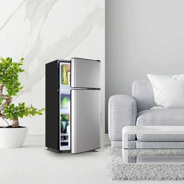 WANAI 2.4 Cu.Ft Mini Fridge With Top Freezer, Refrigerator For Personl Use Dorm Fridge With Egg Tray, Removable Shelves,7 Temperature Control Silver