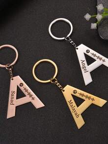 定制雕刻字母 Spotify 代码钥匙扣、定制字母钥匙扣、首字母键控 | 姓名钥匙扣、个性化礼品、周年纪念礼品、圣诞礼品、金色、时尚、多彩、复古、男女通用、时髦、简约、休闲、定制、个性化、独特、理想礼品 - 彩色 - 查看 6