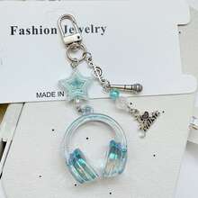 1pc Unisex Ombre Music Note Keychain Earphone Phone Strap Versatile CCD Card Holder Student Backpack Pendant Music Festival Gift Keychain For Bag Car Accessories For Women - Multicolor - View 3