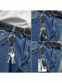 3/1 件高品质可伸缩徽章夹，可 360° 旋转，带腰带/登山扣，内置尼龙绳，钥匙链环，按扣和 PVC 身份带 - 适合多种徽章、卡片、票证和钱币汽车配件可爱哥特 Y2k 万圣节配件教师节 - 黑色 - 查看 2