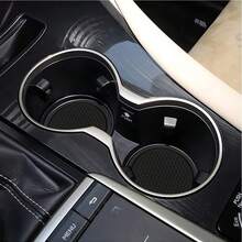 2pcs Silicone Anti-Slip Cup Coasters, Soft Insulation Pad, Crystal Rhinestone Decor, Creative Car Accessories - Black - View 2
