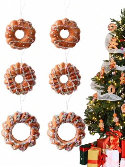 3PCS/6PCS Christmas Donut Candy Set In Coffee Color Suitable For Christmas Tree Decoration Home Decor Christmas Decorations Room Decor Winter