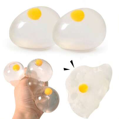 1/3/8 Stücke durchsichtige Eigelb Quetsch-Eier Stressball, flexible klebrige Ei Korb Füllungen Stressabbau Eier Füllungen Angstreduzierer Spaß klebrige Quetschspielzeuge Fidget Toy, Strumpfhalter, Geburtstagsparty Geschenke