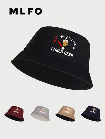 Funny "I NEED BEER" Print Bucket Hat, Soft Comfortable Beer Print Bucket Hat, 9 Colors Available, Suitable For Outdoor Hiking, Fishing, Parties And Best Gift For Friends