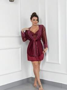 Women Nightgowns & Sleepshirts - 酒紅色 - 查看 4