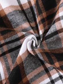 BrownBark 2pcs/Set Baby Boy Casual Outdoor Suit, Baby Boy Casual Plaid Pocket Hooded Long Sleeve Shirt + Relaxed Pants 2-Piece Set, Spring Autumn Children Clothing, Infant Outfit - Brown - View 7