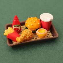 7/10/17件可爱迷你食物拼盘，包括炸鸡桶和汉堡，非常适合圣诞节、生日派对装饰、厨房装饰，以及与Blyth和OB11娃娃一起玩。多种款式可选，现已发货 - 彩色 - 查看 7