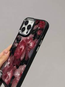 1pc Vintage Floral Pattern Soft Silicone Phone Case, Scratch-Resistant Compatible With Apple & Phones Waterproof Shockproof Anti-Fall - Multicolor - View 6