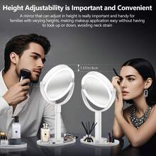 Espejo de maquillaje con luces, espejo de aumento 30X con luz e interruptoráctil, espejo de tocador con luz de 3 colores y 80 LEDs, espejo de escritorio ajustable en altura con luces, blanco - Rosa Fucsia - Ver 10