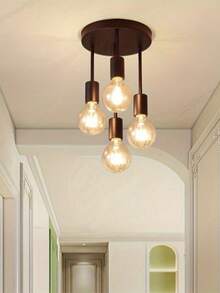 4-Light Flush Mount Ceiling Light, Modern Cast Iron - Smooth Painted Surface, Suitable For Bedroom, Kitchen, Dining Room, Hallway, Balcony (E27 Base) - Chandelier - View 4