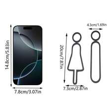 1pc Wooden Bathroom Sign, Upright Style Restroom Door Plate, Unisex Toilet Sign, - Black - View 4