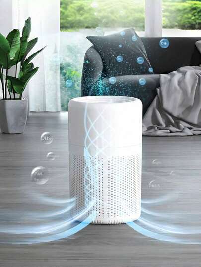 1pc Air Purifier For Home, Suitable For 1200 Sq.Ft Large Rooms, True HEPA Air Purifier For Bedroom, Pets, With Aroma Sponge, Air Filter Cleaner, For Smoke, Odors, Dander, Pollen (White)