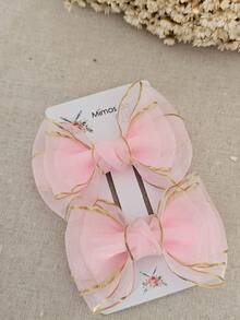 Par de Laço de organza de menina no bico de pato presilha infantil