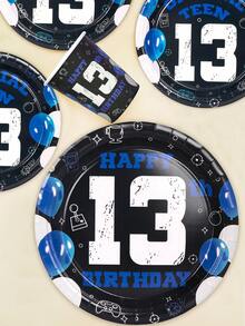 10 Stücke 13. Geburtstag Dekorationen für Jungen Blau Schwarz 13. Geburtstag Party Teller Becher offizielles Teenager 13 Geschirr für Teenager Jungen Glücklicher 13 Jahre alter Party Zubehör
