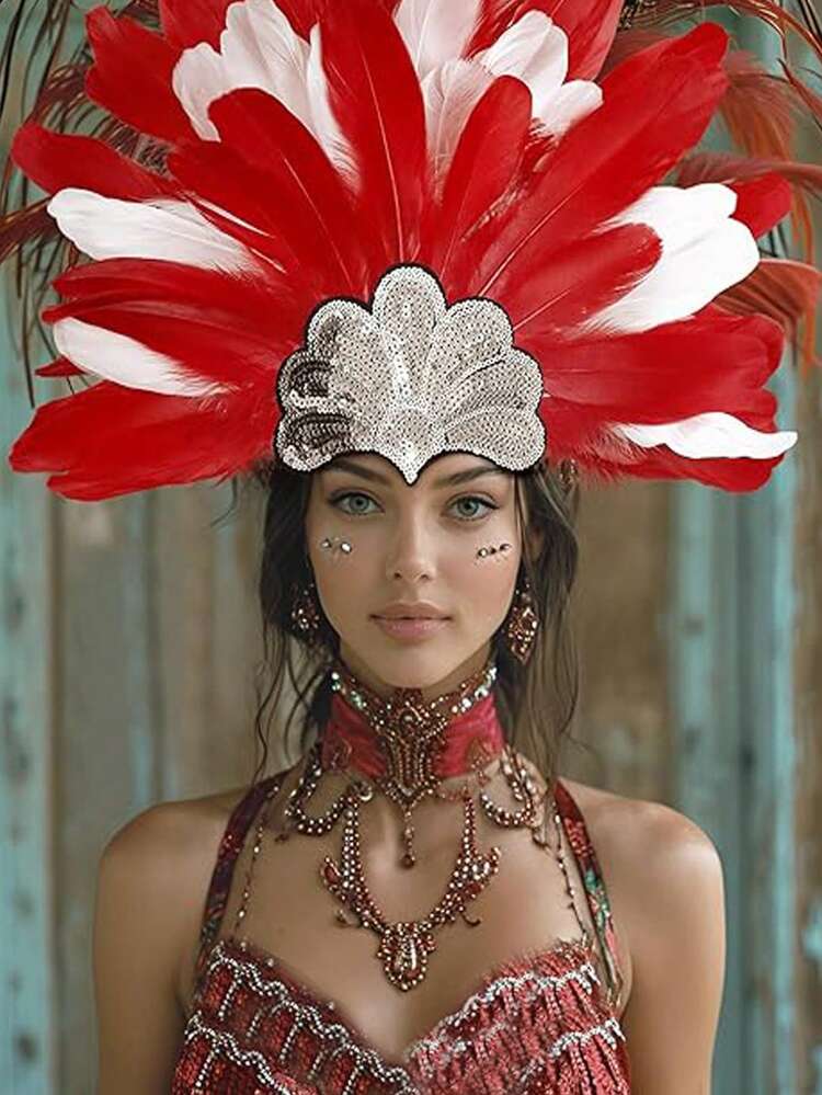 D EXCEED 1/2/3件装女士仿羽毛发带 – 完美适用于角色扮演、舞台表演、化装舞会和主题晚会、嘉年华服装配饰套装 - 圍巾/1Pc - 查看 13