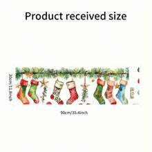 Holiday Christmas Stockings And Leaves Window Decals, Window Decals With Glossy Self-Adhesive Surface, Christmas Christmas Leaves Stockings Flower Wall Decals, Removable Holiday Decorations