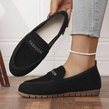 1 Paar Damen Retro Loafer, Obermaterial aus Wildleder mit bedruckter Ketten-Dekoration, atmungsaktiv & bequeme Slip-On Flache Schuhe, geeignet für Partys, Dates, Tänze, Alltag Lässig, Strand, Innenbereich, Campus Tragen