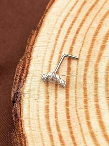 1pc Rhinestone Five-Pointed Star Nose Ring, Fashionable & For Daily Wear And Parties - Silver - View 2