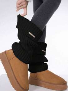 1Pair Solid Color Leg Warmers, Warm Socks, Fashionable And Cozy, Suitable For Back To School Outfit, Autumn/Winter, Casual Shopping, Holiday, Christmas Party Wear Autumn Accessories