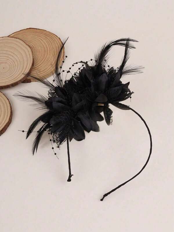 1 Stück eleganter europäischer & amerikanischer Stil Federkopfschmuck, Braut Schleier Haarschmuck für Party, Ball, Hochzeit Mini Hüte Winzige Hüte Derby Hut Fascinator Mini Zylinder Mini Kappe, Schulsachen, Uni, Geschenke