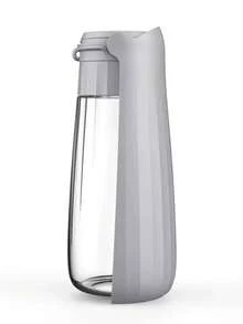 1个550毫升可折叠轻便塑料宠物水瓶，浅蓝色，便携式旅行水碗，适合狗狗，可用于露营、散步和户外活动，宠物用品