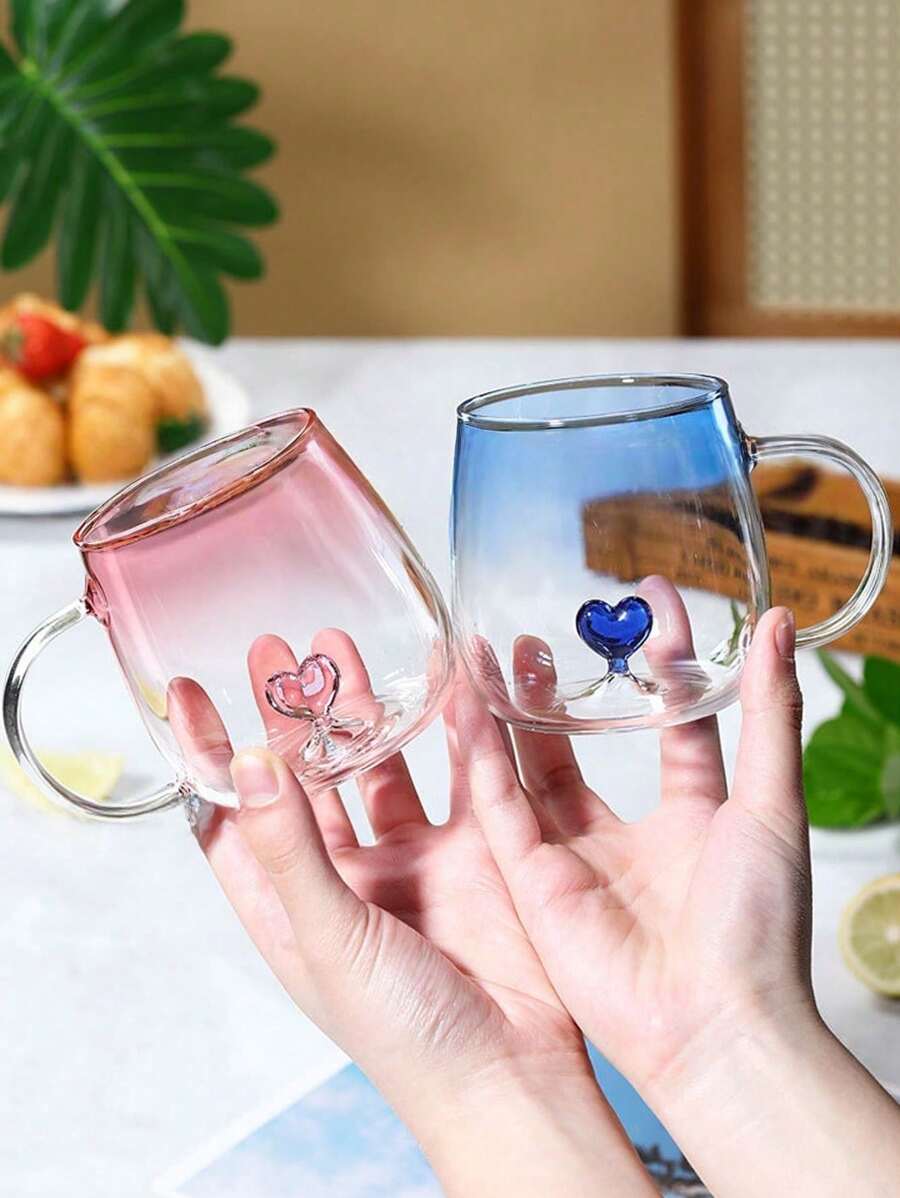 Heat Resistant Borosilicate Glass Coffee Mug With Strap, Featuring An Internally Carved Heart Design, Elegant Romantic Style Of Utensils For Tea, Latte, Cappuccino, Milk, Juice, Unique And Special Gift Idea For Valentine's Day, Birthday Or Wedding Anniversary, Ideal For Home, Kitchen And Office Use,Perfect Birthday Anniversary Valentine's Day Christmas Halloween Teacher's Day Graduation Return To School Thanksgiving Surprise