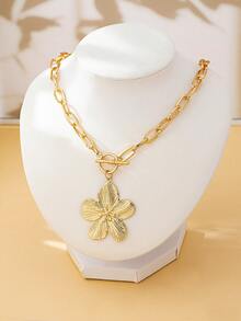 Chunky Chain OT Necklace With Flower Pendant Women And Girls Couple Gifts Valentine's Day Gift Gifts For Mother/ Mom/Mama - Flower Pendant - View 7