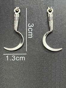 suteyi 1 par de pendientes de espada oscura de Halloween, pendientes de hacha de batalla y hoz, pendientes góticos - Plateado - Ver 8
