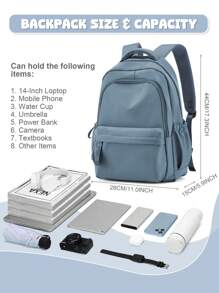 Multi-Compartment Backpack/Schoolbag, Casual Black Backpack For Men, Travel Backpack, Laptop Backpack, Computer Bag, Sports Backpack, Daily Backpack, Commuter Bag, With Laptop Compartment, Suitable For Men, Boys, High School Students, College Students, Perfect For Back To School Season, Middle School, University, Business Travel, Outdoor Hiking, Travel, Camping, Also A Great Gift For College Freshmen, Boyfriends - Royal Blue - View 2