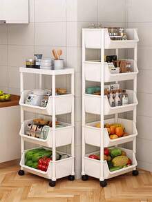 1pc New Thickened Small Trolley Storage Rack, Household Snack Floor Standing Multi-Layer Living Room Storage Book Shelf, Mobile Kitchen Fruit & Vegetable Basket Rack, Factory Wholesale