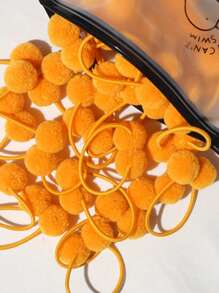 20 个 1.4 英寸小号纯色双层毛球 带弹力绳 手工制作发带 适合儿童女孩发饰