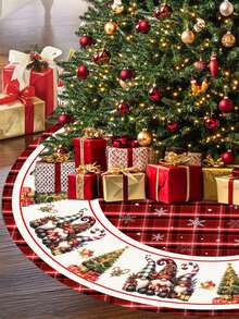 1件装圣诞树裙，直径60/90厘米可选，图案包括姜饼人、圣诞老人和雪人，适用于圣诞树、圣诞花环和侏儒主题装饰，可用于圣诞树装饰、圣诞家居装饰、房间装饰、冬季圣诞装饰、家居圣诞礼物等。