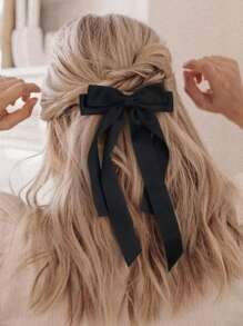 1pc Shiny Satin Ribbon Bow Large Floating Clip Hair Pin For Women, Daily, Party, Festival Wear, Claw Clips, Clips For Hair, Hair Slide, Hair Claws, Bows, Cute