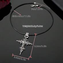 1pc Fashionable Gothic Nail Cross Skull Pendant Necklace, Halloween Necklace - Antique Silver - View 10