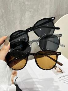 3副时尚女士简约镶钻街头风眼镜，适合日常装饰、沙滩配饰，夏季海滩度假、户外活动、旅行必备。 - 彩色 - 查看 8
