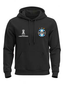 Blusa De Frio Moletom Jaqueta Casaco Agasalho Time Futebol Gremio - Preto - Visão 1