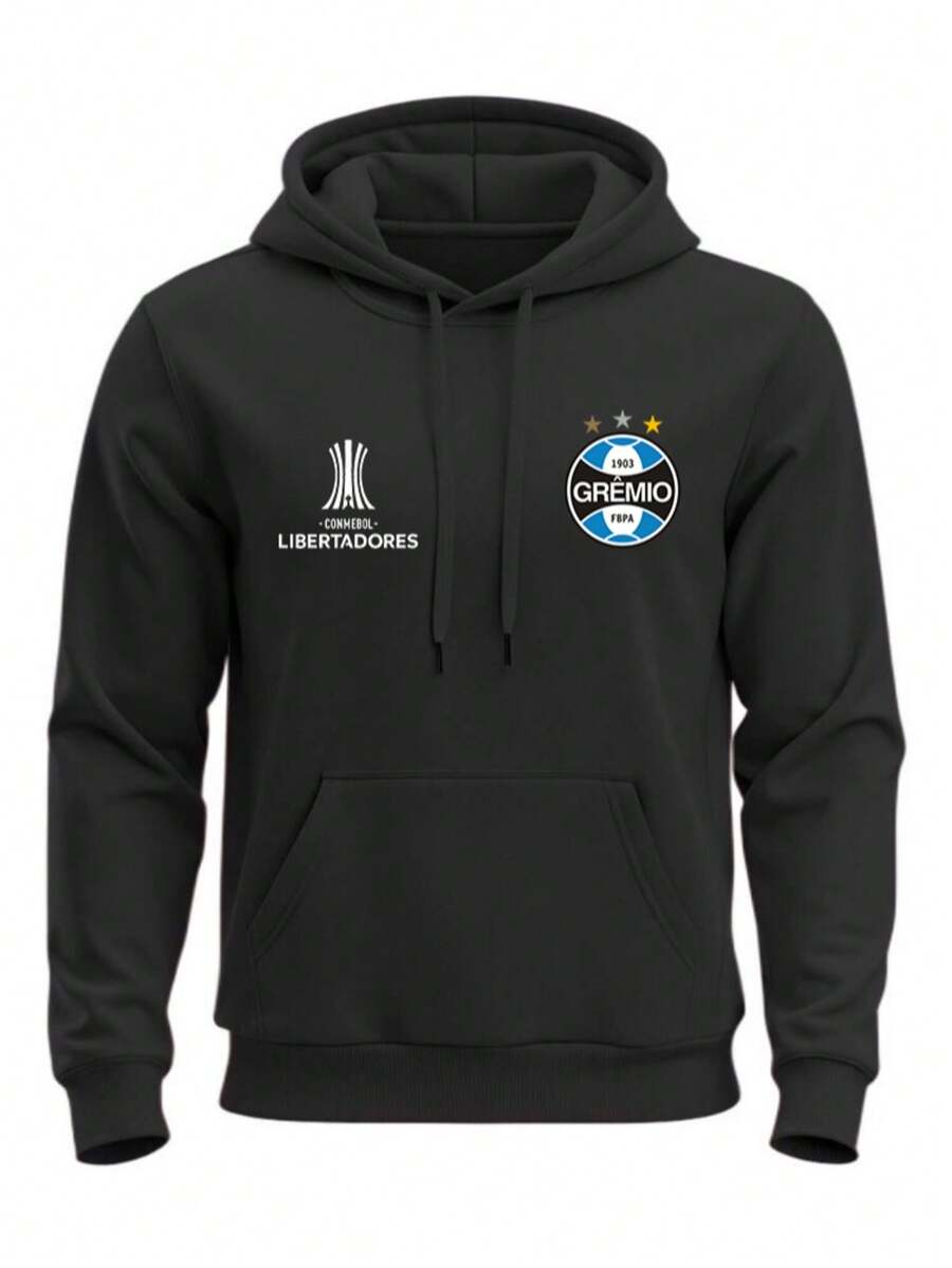 Blusa De Frio Moletom Jaqueta Casaco Agasalho Time Futebol Gremio - Preto - Visão 1