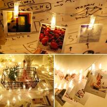 1 pieza Luces de cuerda con pinzas para fotos con pilas, luces de hadas LED de 10/20 clips, luces de cuerda LED de 1,5 m/3 m para colgar tarjetas de fotos en las paredes del dormitorio para decoraciones navideñas, de jardín, de Acción de Gracias, de boda, fiestas y decoración del hogar
