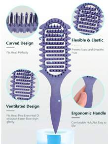 Pro Curl Defining Brush For All Hair Types | Vented Anti-Frizz Styler For Curly/Coily/Straight Hair, No-Pull Flexible Bristles & Heat-Resistant Design - Salon Smoothing & Detangling Tool, Curl Defining Brush, 2025 Curly Hair Brush, Vented Hair Brush For Detangling, Shaping And Defining Curls For Women And Men Less Pulling - Multicolor - View 5