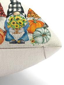 1/4 件亚麻印花方形抱枕套，感恩节南瓜图案枕套（不含枕芯），柔软面料，适合客厅、卧室、沙发、汽车、四季、返校季、节日礼物、秋季装饰、房间装饰