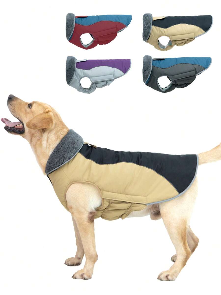 Casaco quente para cães, colete de lã refletivo para cães, casaco à prova de vento para inverno e clima frio para cães grandes - fibra de poliéster ajustável, adequado para cães pequenos, médios e grandes