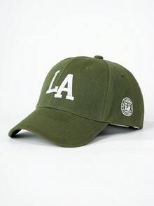 1pc Embroidered LA Baseball Cap, Adjustable Outdoor Sun Protection Casual Hat, Suitable For Spring/Autumn Travel, Beach, Vacation, Men, Y2K Style,Summer - Dark Green - View 21