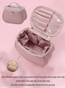 1PC Multi-Functional Travel Makeup Bag Waterproof Make Up Pouch Large-Capacity Cosmetic Storage Bag Portable Beach Bag Double-Layer PU Leather Cosmetic Bag Gift Bags Bathroom Toiletry Bag Ladies Travel Cosmetic Organizer Double-Layer PU Leather Material, Large-Capacity, Multi-Functional,