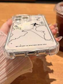 Travel Phone Case 1pc Tpu Four Corners Thickened Airplane Pattern Anti-Fall Phone Case, Suitable For IPhone17/IPhone17 Air/IPhone17 Pro/IPhone17 Pro Max/16 Pro Max/15 Pro Max/14 Pro Max/13 Pro Max/12 Pro Max - Trong sáng - Xem 5