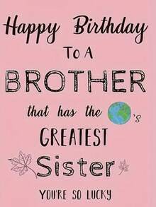 1 Stück personalisierte Geburtstagskarte mit Umschlag, von Schwester für Bruder vorbereitet, interessante Umschlag-Grußbotschaft, individuelle Nachricht, ideales Geschenk zum Geburtstag des Bruders
