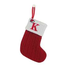 1pc Classic Christmas Stocking - Red And White Knitted Embroidered Alphabet Letter, Modern Style Holiday Polyester Candy Cane Decor, Festive Xmas Tree Hanging Ornament, Soft, Durable, Easy To Hang, Perfect For Holiday Season, Home Fireplace, New Year, Indoor And Outdoor Decor, Gift Bag, Christmas Decor Home Decor Christmas Decorations Room Decor