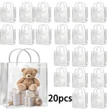 20 piezas de bolsas de regalo transparentes de PVC reutilizables con asas - Ideal para bodas, cumpleaños y fiestas, solución de empaque versátil
