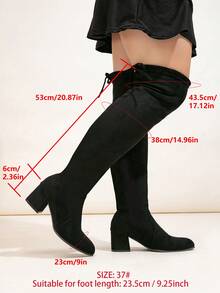 Breite Version Overknee-Stiefel für Damen, Damen Winterstiefel, Elastische Stiefel, Spitzenschuhe mit Plateauabsatz, Schwarze Stiefel, Rutschfeste schwarze High Heel Stiefel, Stiefel mit weitem Schaft für Frauen