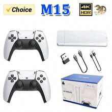 M15 Game Stick Mini TV Console de jogos portátil Controle sem fio para videogames 128G Mais de 30.000 jogos retrô Saída HD Jogos para dois jogadores para PS1 etc.